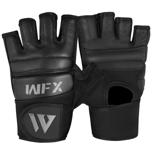 WFX Boxsack, Boxhandschuhe, Karate-Handschuhe, MMA, Körperkampf, Taekwondo-Training, Kampfkunst, Kämpfen, Grappling, Muay Thai (Jet Black, L)