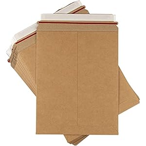 25 Pack Stay Flat Rigid Mailers, Kraft paper material Cardboard Envelopes for Shipping Photos, Magazines, Comic Books (9…