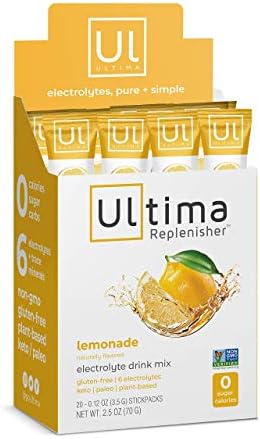 Ultima Replenisher New Formula Lemonade (20 Count Stickpacks) Net WT. 2.5 OZ