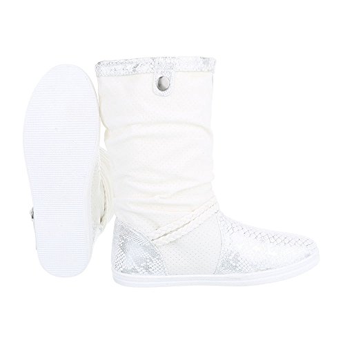 Ital-Design - Stivali classici Donna, bianco (Weiß...