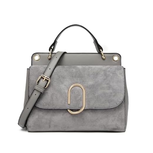 Miss Lulu Mujer Bolsa de asa superior Bolsos de gamuza Bandolera bandolera Para el trabajo Compras Viajar Cuero pu (gris)