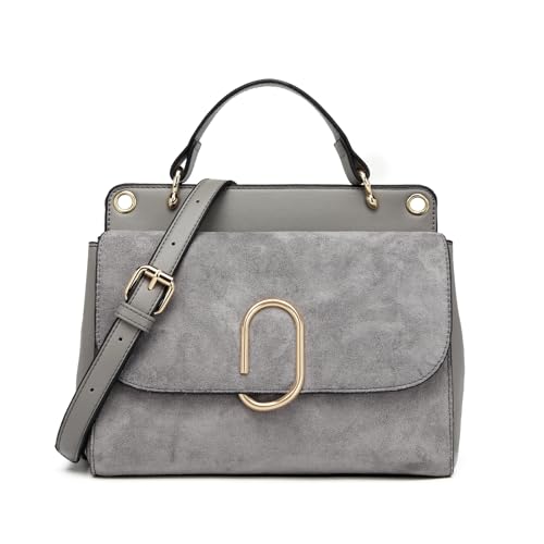 Miss Lulu Sac à Main Porté Épaule Femme - Sac Bandoulière Moyen en Simili Cuir et Daim Vintage - Idéal pour Bureau, Shopping et Soirée Élégante