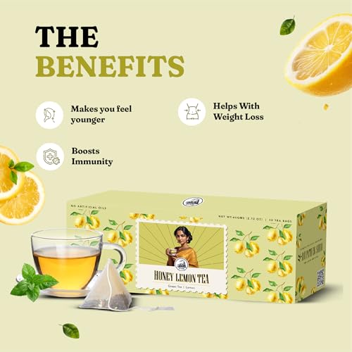 Image of Dorje Teas Gondhoraj Lemon & Honey Darjeeling Tea | 30 Pyramid Teabags (Pack of 1) | Selim Hill Estate | Zesty Gondhoraj Lemon with Stevia | Promotes Immunity & Relaxation | Organic Whole Leaf Blend | 30 Cups