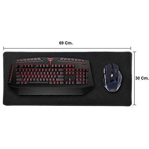 REY Alfombrilla para Teclado y Ratón Antideslizante Mouse XXL Gaming Negro con Bordes Azules - imagen 4