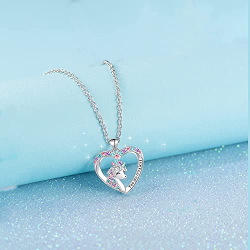 Magical Necklace For Girls Crystal Heart Pendant Necklaces Unicorn Jewelry Gifts For Girls Daughter Granddaughter Niece Birthday #TOP2