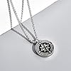 YELUWA Son Necklace, Gift for My Son, Compass Necklace for Son Graduation Gifts for Him Compass Pendant Necklace for Men Made of Forged Stainless Steel for Men Jewelry Black Silver, M, Stainless #3