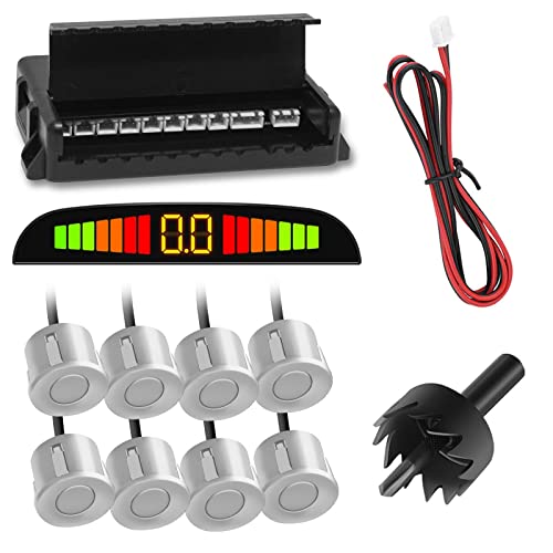 FABTEC Car Reverse Parking Sensor with Front Sensor Kit LED Display Sound Warning 8 Sensor