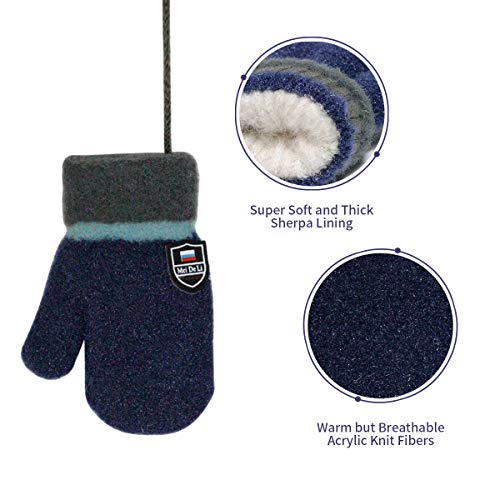 3 Packs Toddler Fleece Mittens Lined Gloves Winter Infant Knitted Crochet Mitten With Strinng For Baby Boy Girls #TOP3
