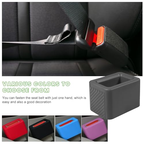 Image of povtii 2PCS Car Seat Belt Buckle Holder, Silicone Auto Seatbelt Buckle Booster Makes Receptacle Upright Buckling, Easy Access Seat Belt Buckle Safety Cover for Kids, Car Accessories (Dark Gray)