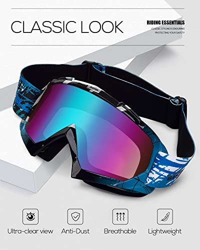 Image of BATFOX Dirt Bike ATV Goggles Motorcycle Gear Riding Motocross Dirtbike 4-Wheeler MX DH Accessories Goggles Glasses for Men Women Youth UV400 Protection Dust-proof Anti-Slip Strap