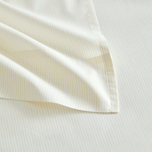 Image of Martha Stewart - King Size Sheets Set, Crisp & Tailored Cooling Sheets with a Naturally Smooth Cotton Percale Lightweight Feel - Bed Sheets with Matching Pillowcases & Fitted Sheet (Stripe Yellow)