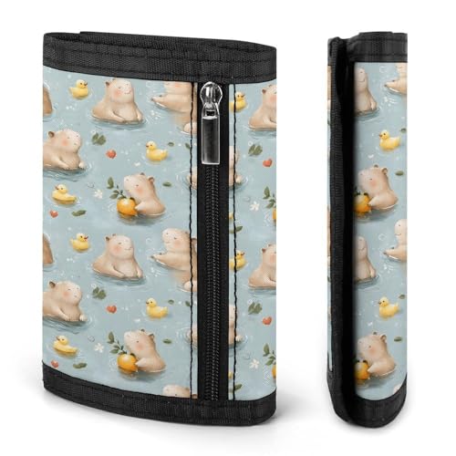 Cute Capybara Duck Print Wallet for Men, 8 Credit Card Holder Slim Minimalist Front Pocket Small Mens Bifold Wallets2