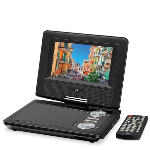 Reproductor de DVD portátil GPX 7 con pantalla giratoria ideal para viajes largos en coche
