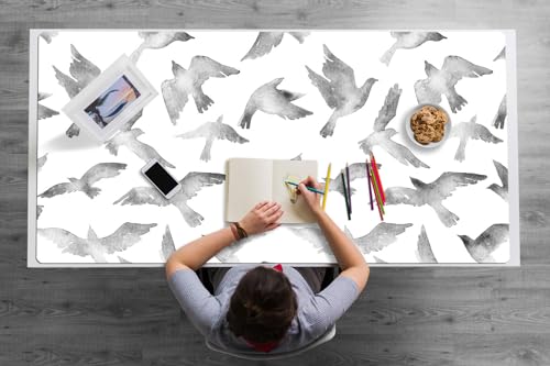 Tapis de jeu étendu de bureau 120x60 cm en vinyle PVC avec motif oiseau volant