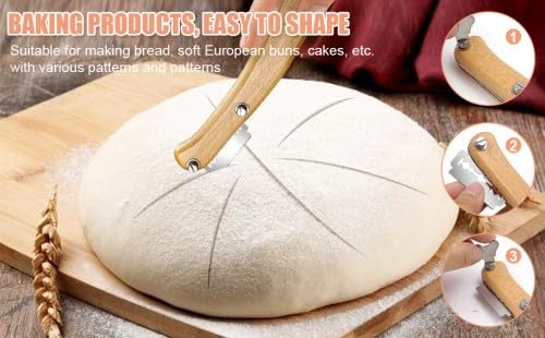 Set 2 Taglierini Per Pane Con 5 Lamette In Acciaio E Manico In Legno – Lama Da Panettiere Con Custodia Protettiva