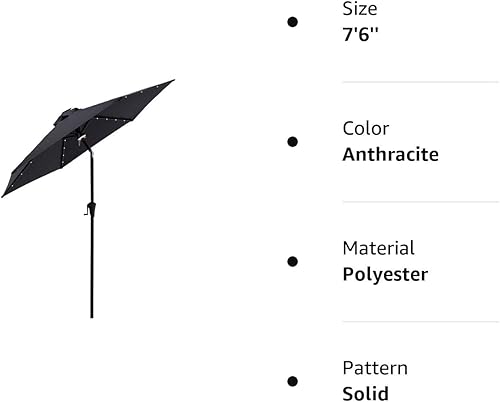 Miniatura 8 de FLAME&SHADE 7.5 ft Solar Powered Outdoor Market Patio Table Umbrella with LED Lights and Tilt