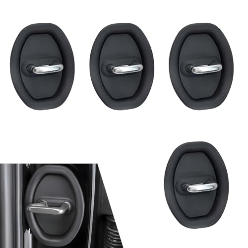 Yekoaru 4 PCS Car Door Latch Guard, Silicone Shock Absorption Door Latch Lock Cover, Rust-proof Auto Lock Cover Parts Protective Pads, Fit for Most Vehicles (Black)