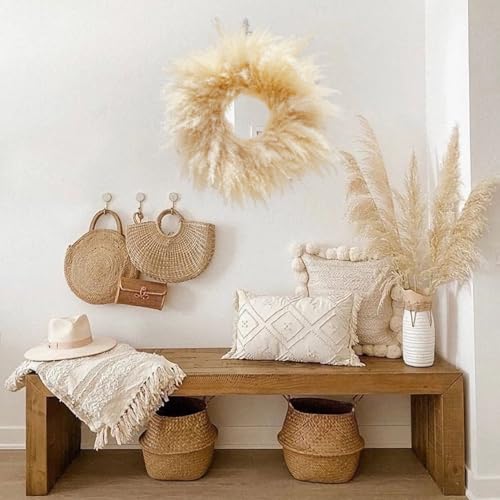 Vbhksf 001 Natural Pampas Grass Wreath, 23 Inch Fall Wreath,Pampas Grass Decor,Boho Wreath,Pampas Grass Wall Decor,Suitable thumb #2
