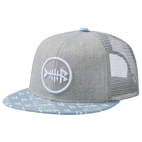 Image of BASSDASH Flat Brim Trucker Cap Adjustable Snapback Hat Mesh Back for Men Women