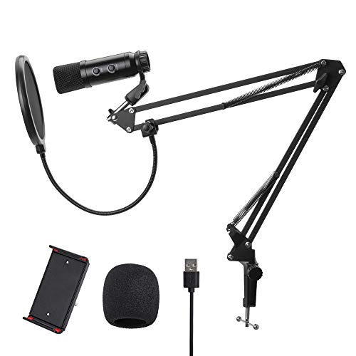 コンデンサーマイク PC 有線 超単一指向性　ブームアームスタンド付き コンデンサーマイク PC 有線 超単一指向性 ブームアームスタンド付き