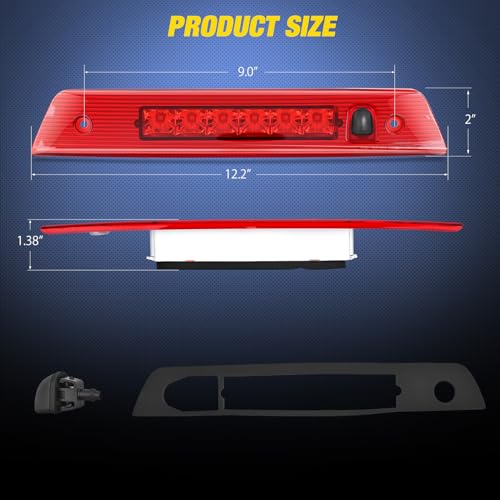 Image of Nilight Third Brake Light Tail High Mount 3rd Stop Lights Red Lens Compatible with Jeep Grand Cherokee 2005 2006 2007 2008 2009 2010 Van SUV Rear Center Cab Lamp