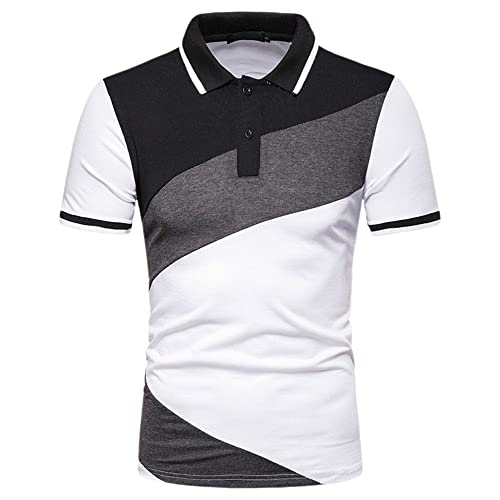 ALEYHA Poloshirt Herren Regular Fit Poloshirts Für Herren Kurzarm Tennis Golf Atmungsaktiv Outdoor Sommer Freizeit Sport Schnelltrocknend Herren Poloshirt Knopfleiste C-White M