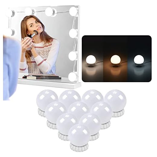 Luces para Espejo de Maquillaje: LED Luces Tocador Estilo Hollywood, Kit Espejo 10 Bombillas Regulables 3 Modos Color Luz Espejo Maquillaje Tocador Espejo Baño - Luces para Espejo de Maquillaje