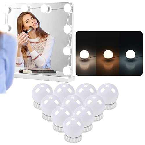 Lampe De Miroir Led - Avec 10 Ampoules à Intensité Variable Pour Coiffeuse, éclairage de Miroir, 3 Couleurs de Maquillage, Style Hollywood Pour Miroir CosméTique, Lampe De Maquillage, CâBle Usb