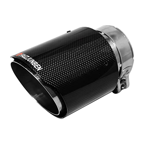 Faizjunben Carbon Fiber Exhaust Tips, 2.9" Inlet, 4" Tailpipes Outlet, Mirror-Polished Gloss Black #TOP2