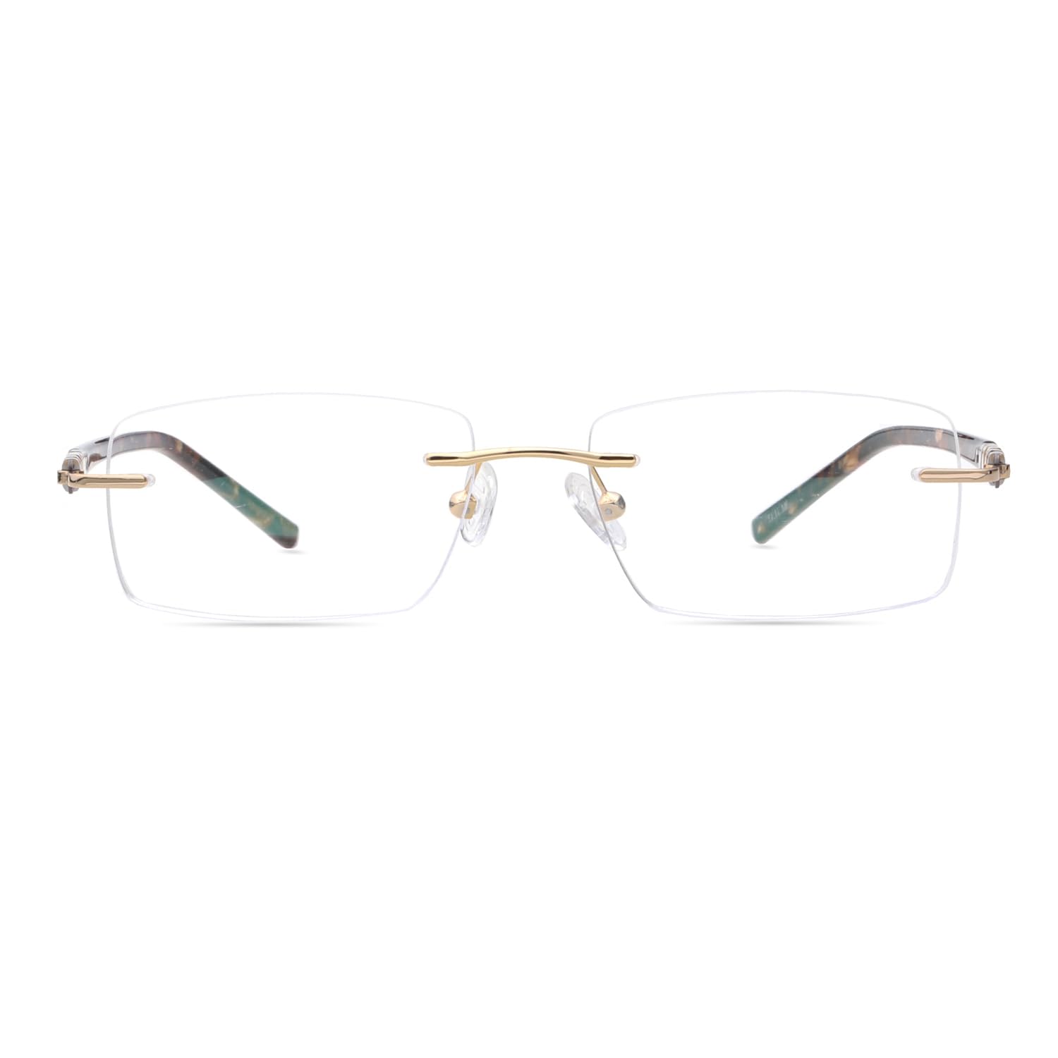 HELES - Occhiali da lettura da uomo, rettangolari, in titanio e policarbonato, con blocco della luce blu, antiriflesso, Oro, +3.50 Strength