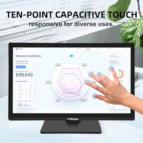 Image of FYHXele 22 Inch Touchscreen Monitor, IPS FHD 1080P Touch PC Display, 75Hz, LED Backlit Multi-Touch Monitor, VESA, HDMI & VGA & USB Computer Touch Screen for Gaming, Business, Warehouse, Bar, Gym