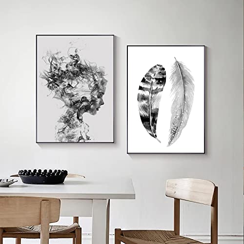 Art imprime salon décor plume abstrait sans cadre 40x50 - 4