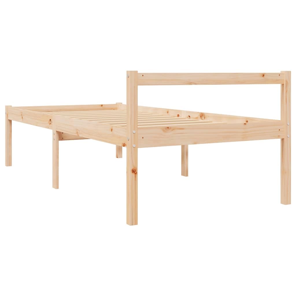 Massivholz Kiefer Seniorengerecht 45cm Sitzhöhe Stauraum Bett 90x190cm | Seniorenbett 90x190 cm Massivholz Kiefer Bettgestell mit Lattenrost Höhe 45 cm Stauraum Kopfteil Stabil Schlafzimmer