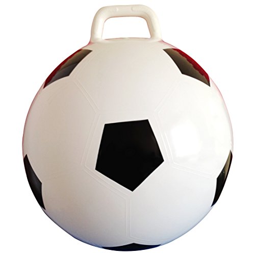AppleRound Space Hopper Ball with Pump in Soccer Style, 15in / 38cm Diameter for Ages 3-6, Kangaroo Bouncer, Hoppity Hippity Hopball, Sit-on Bouncy Ball with Handle
