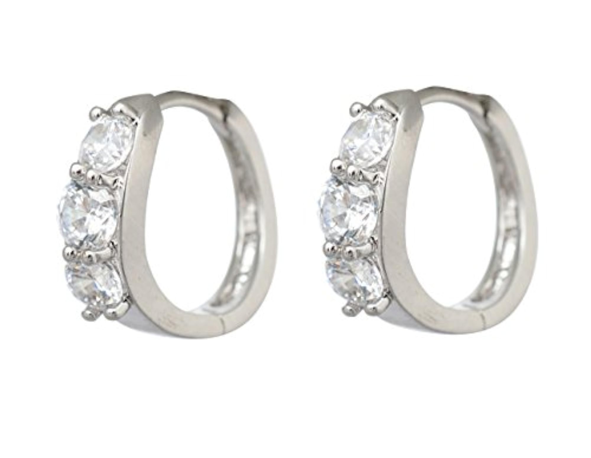 Men's Silver Stainless Steel 3 Stone Design Bali Round Studs