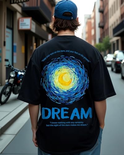 Image of Bewakoof Men's Graphic Printed 100% Cotton T-Shirt - Oversized Fit, Round Neck, Half Sleeves