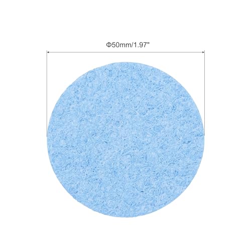 Image of MECCANIXITY 35PCS Soldering Sponge 50mm Round Blue Cleaning Pad Welding Tip Iron Replacement for Cleaning Soldering Iron 1mm Natural Thickness 6mm Water Absorption Thickness