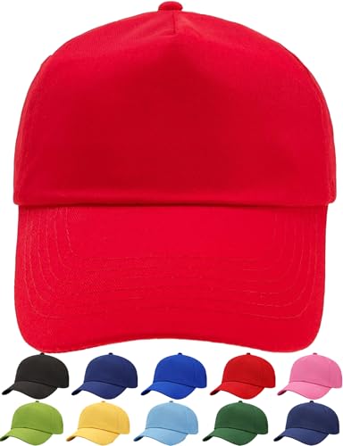 4sold Junior 100% Baumwolle 5 Panel Cap Unisex Jungen Mädchen Mütze Baseball Cap Hut Kinder Kappe Snapback Baseballcap Kappe Einfarbig Sonnenschutz Sonnenhut Basecap Einstellbar Baseballkappe Kinder