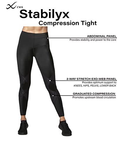 Cw-X Women's Stabilyx Joint Support Compression Tight, Black, Medium #TOP4