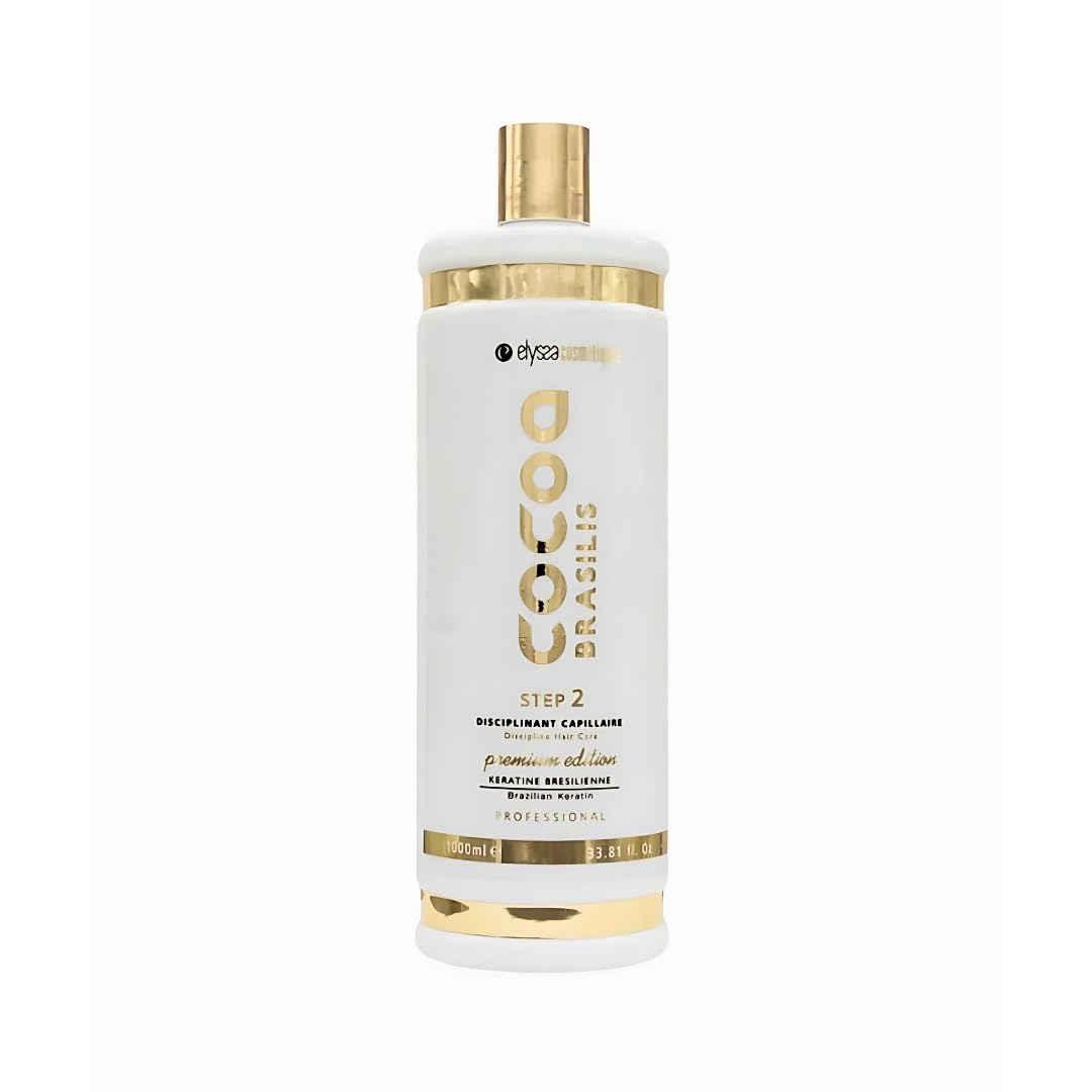 Lissage Brésilien Kératine Cocoa Brasilis Premium Step 2 - 1L | Lissage Profond, Hydratation, Anti-Frisottis, Brillance Longue Durée | Pour Cheveux Résistants et Abîmés