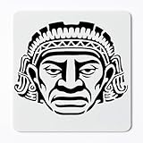 Face Aztec Mexico Mask Stencil 8.5 x 11 Inch – Reusable Plastic Template for DIY Crafts, Painting, Airbrush, Drawing, and Scrapbooking
