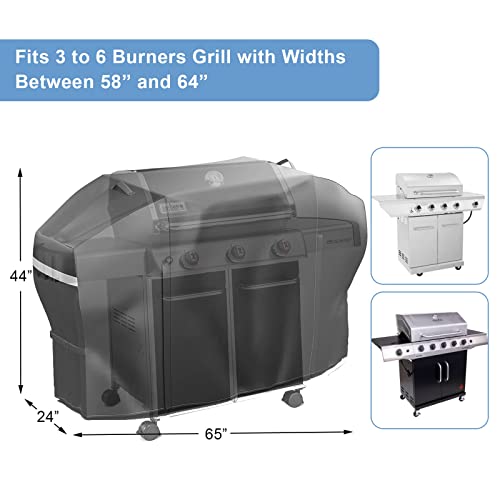 Grisun Grill Cover 60 Inch, Waterproof Anti-Fade Gas Grill Cover For Weber, Char-Broil, Nexgrill, Monument And More Brands, 600D Fabric For All Weather Protection, No Fading For 2 Years, Black #TOP3