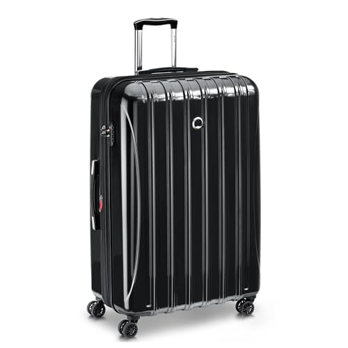 DELSEY PARIS Helium Aero Hardside Expandable Luggage with Spinner Wheels, Black, Checked-Large 28 Inch