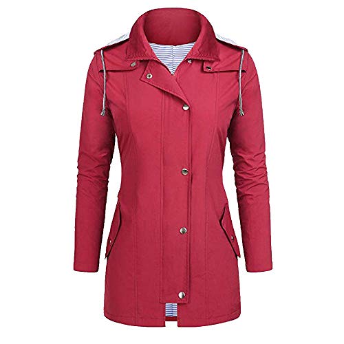 VJGOAL Chaqueta al Aire Libre de para Mujer Color sólido Tallas Grandes Casual Suelto Impermeable Ropa Deportiva Bolsillos Cremallera Protector Solar a Prueba de Viento Abrigo con Capucha