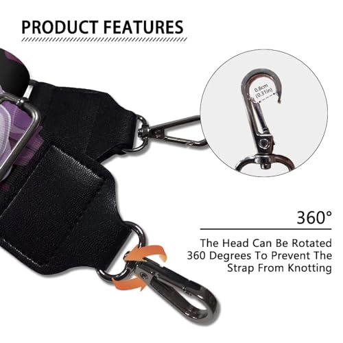 Image of TODIYADDU Purple Rose Wide Fashion Crossbody Purse Strap Guitar Purse Strap Crossbody Suitable for Valentine's Day Crossbody Handbag Tote Canvas Bag