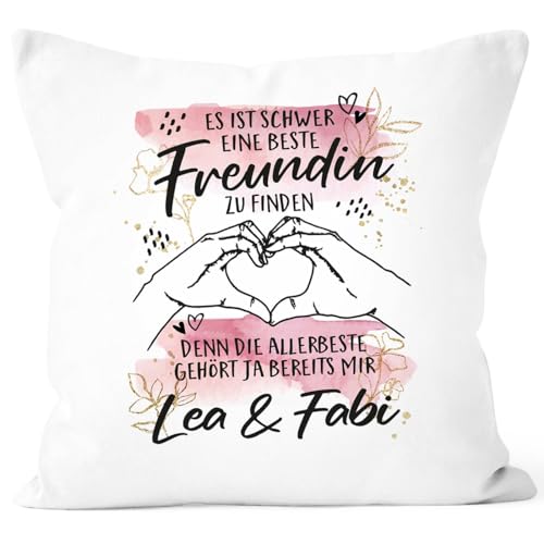 SpecialMe® Kissen-Bezug Beste Freundin personalisiert mit Namen persönliche Geschenke BFF Dekokissen weiß Standard