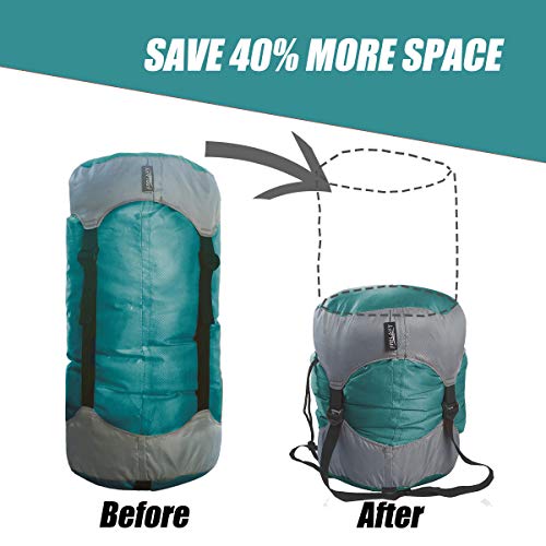 Image of Frelaxy Compression Sack, Ultralight Sleeping Bag Stuff Sack Compression Stuff Sack - Space Saving Gear for Camping, Hiking, Backpacking (Turquoise, M)
