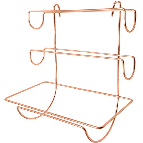 Porta Papel Toalha de Parede Dourado Suporte Suspenso Triplo para Rolos Alumínio Filme PVC