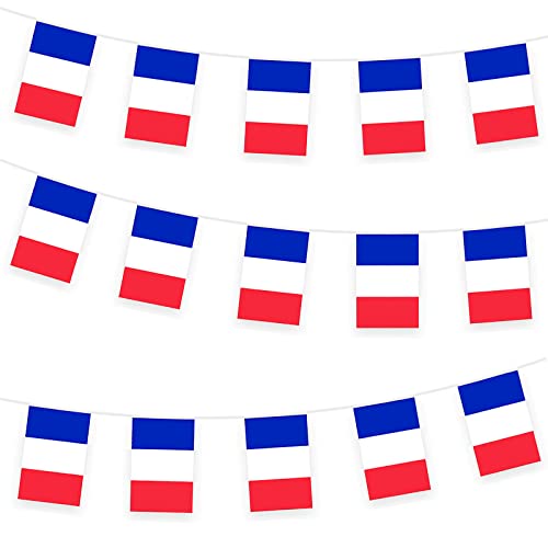 France Bunting Flag Hanging Flag for World Cup 2022 10m/32ft Rectangle Fabric France Flag Banner