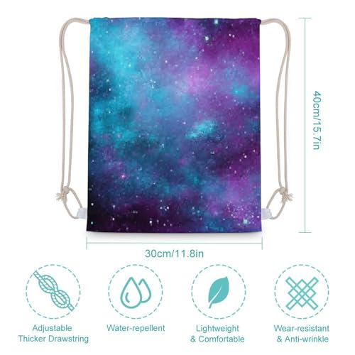 Drawstring Backpack Foldable Draw String Bags Purple Starry Sky Sackpack Sports Gym Bag for Shopping Yoga2